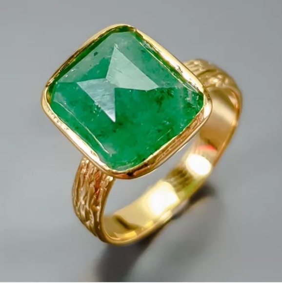 Green Beryl 5k sterling & gold ring sz7.75 - Picture 12 of 12